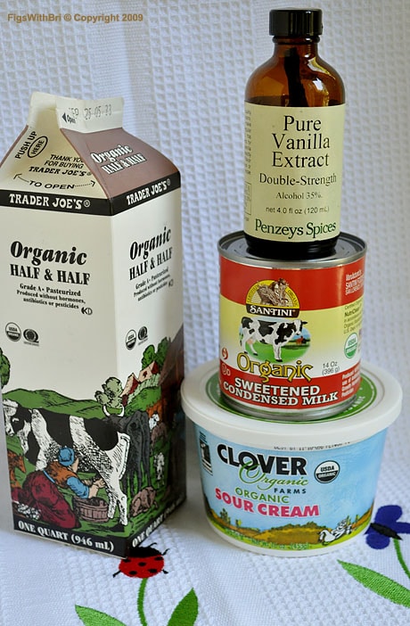Dairy ingredients plus Vanilla for Avocado Ice Cream