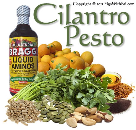 ingredients for a fresh coriander - cilantro pesto