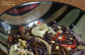 black rice served with sauteed fennel & vegetables