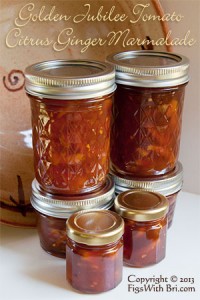 tomato citrus ginger preserves in jars