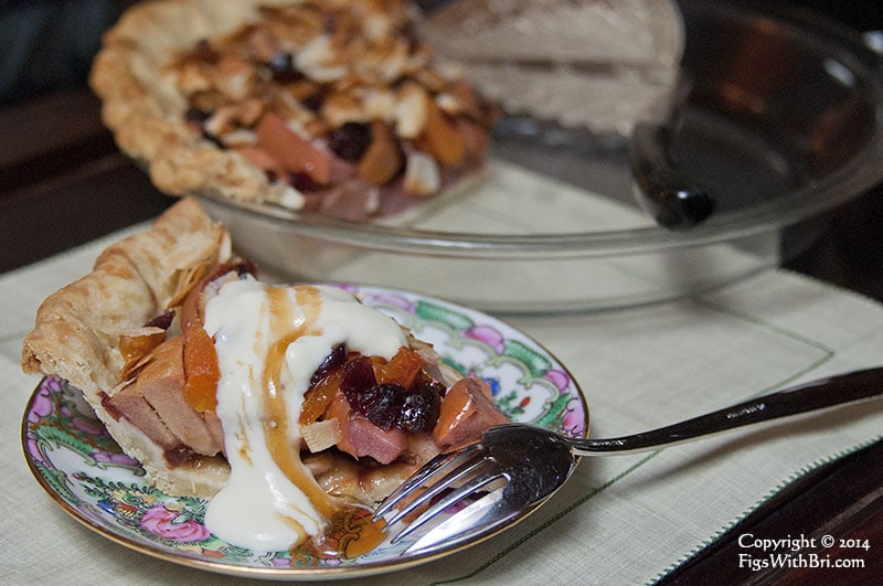 hidden rose apple pie with vanilla yogurt and grape juice syrup